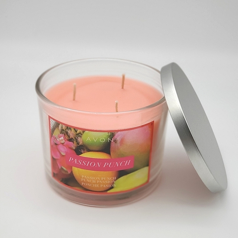 Avon Glass Jar Candle with Cover - Passion Punch